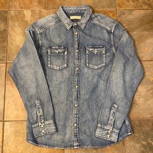 All Saints Darfield Denim Shirt Large New $155